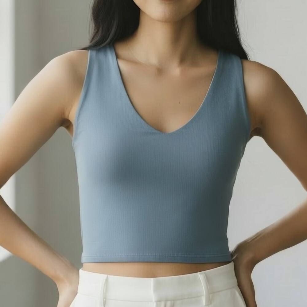 Lulus Blue V Neck Cropped Length Rayon Racerback Tank Top Women's Size S NWT